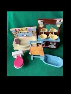 Fisher Price Loving Family Dollhouse 2008 BATHROOM SET TUB SINK furniture